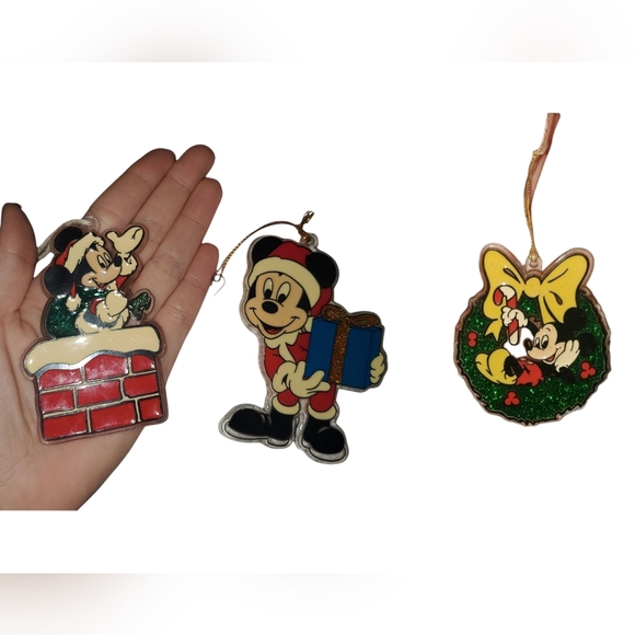 Vintage Disney Mickey Mouse plastic Christmas ornaments Lot - Picture 1 of 3